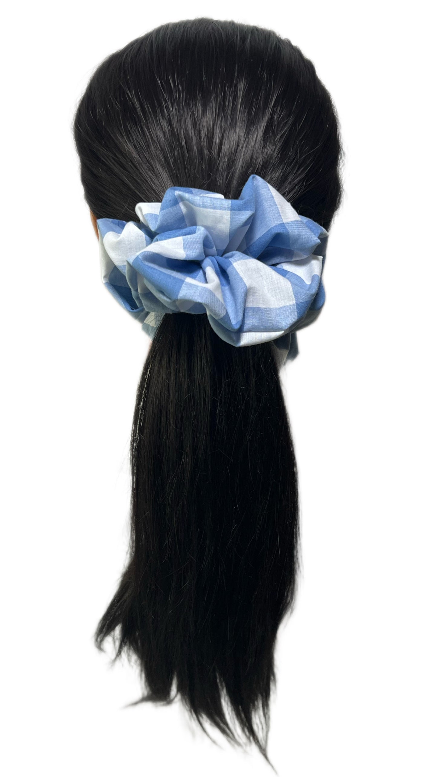 Blue Gingham Scrunchie