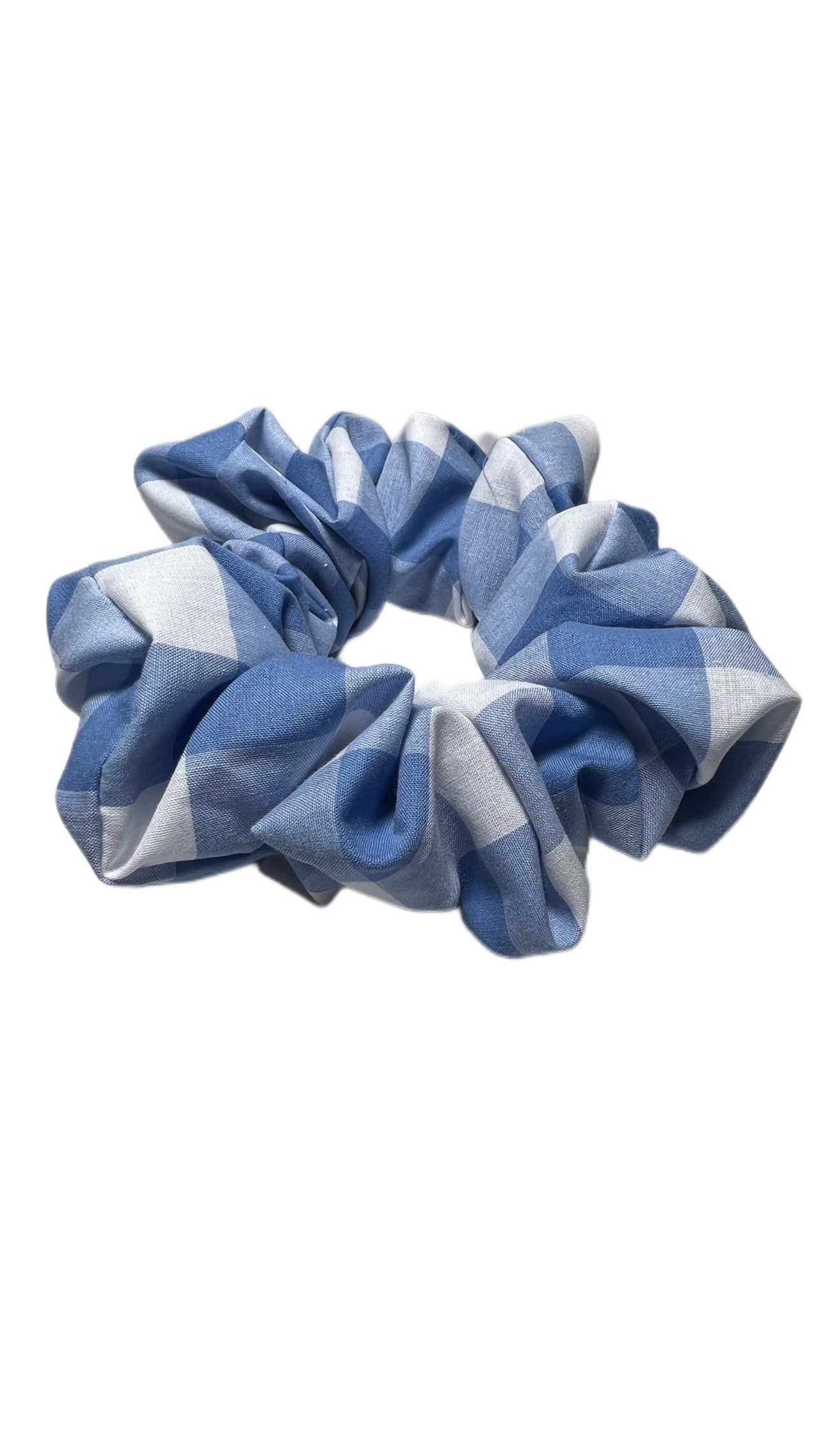 Blue Gingham Scrunchie