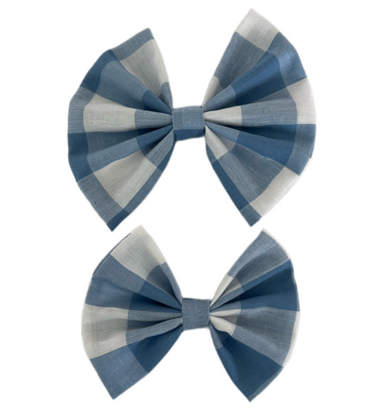 Blue Gingham / Plaid - Bows