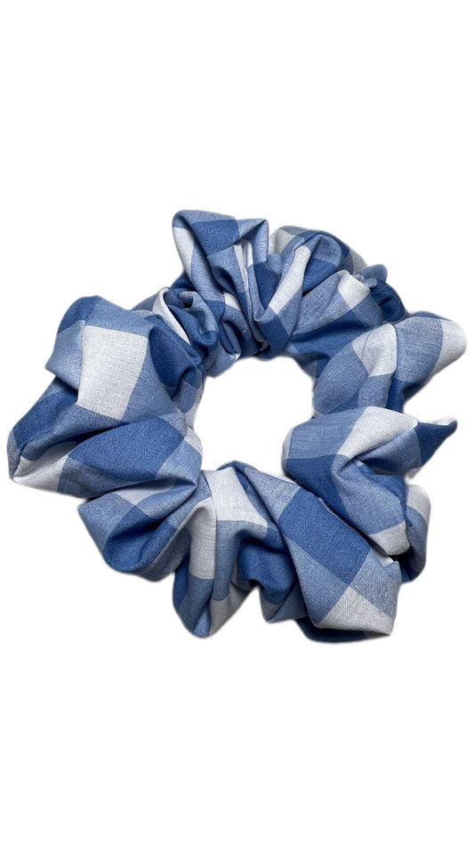 Blue Gingham Scrunchie